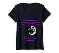 Femme Tis Now The Witching Time of Night Citation de Shakespeare Vert T-Shirt avec Col en V