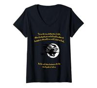 Femme Tis Now The Witching Time of Night Shakespeare Citation Jaune T-Shirt avec Col en V