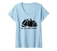 Femme Tis The Damn Season Football Fall Touchdown Game Day Sports T-Shirt avec Col en V