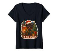 Femme Tis The Season Affenpinscher Chien Merry Christmas Mom Dad Fun T-Shirt avec Col en V