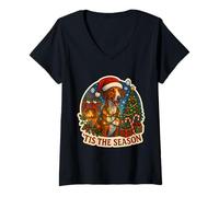 Femme Tis The Season Chien Azawakh Merry Christmas Holiday Mom Dad T-Shirt avec Col en V