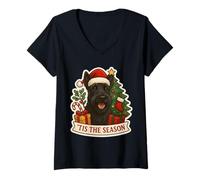 Femme Tis The Season Chien Terrier écossais Merry Christmas Mom Dad T-Shirt avec Col en V
