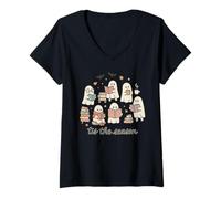 Femme Tis The Season Ghost Readers Cute Halloween Bookish T-Shirt avec Col en V