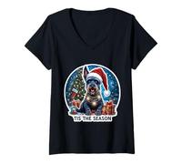 Femme Tis The Season Kerry Blue Terrier Propriétaire de Noël T-Shirt avec Col en V
