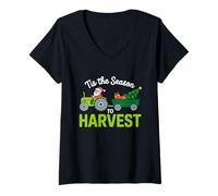 Femme Tis The Season To Harvest Tracteur agricole Noël T-Shirt avec Col en V