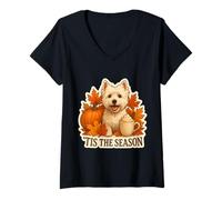 Femme Tis The Season West Highland White Terrier Automne T-Shirt avec Col en V