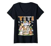 Femme Titi of The Two Wild Animal Safari Tribal 2ème Anniversaire T-Shirt avec Col en V