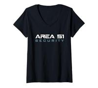 Femme Titre du Poste Secret de sécurité de Funny Area 51 Conspiracy Theory T-Shirt avec Col en V