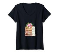 Femme Titres de Livres Jane Austen T-Shirt avec Col en V