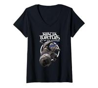 Femme TMNT Out of The Shadows Mono Leonardo T-Shirt avec Col en V