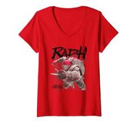 Femme TMNT Out of The Shadows Raphael Jumping T-Shirt avec Col en V