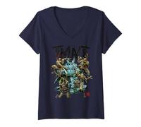 Femme TMNT Teenage Mutant Ninja Turtles Comic Action Pose Classique T-Shirt avec Col en V