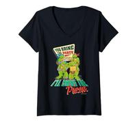 Femme TMNT Teenage Mutant Ninja Turtles Pizza Party Geeks Classique T-Shirt avec Col en V