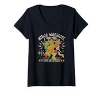 Femme TMNT There Are No Rules Ninja Warriors Retro Cartoon T-Shirt avec Col en V