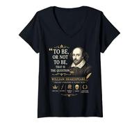 Femme to Be, Or Not to Be, That is The Question Littérature Citation T-Shirt avec Col en V