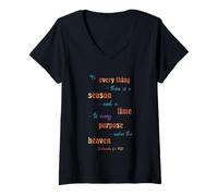 Femme to Everything There is A Season Ecclésiaste 3 1 T-Shirt avec Col en V