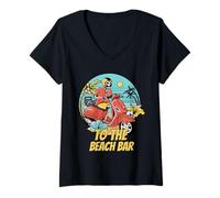 Femme « to The Beach Bar » pour Les Vacances à la Plage T-Shirt avec Col en V
