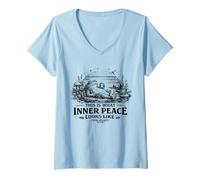 Femme Toad Cottage ou Frog : Voici à Quoi Ressemble la Paix intérieure T-Shirt avec Col en V