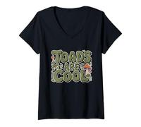 Femme Toads Are Cool Whimsical Cute Mushroom Cottagecore Fashion T-Shirt avec Col en V
