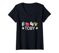 Femme Toby Nom de Chien personnalisé Toby Pet Lover T-Shirt avec Col en V