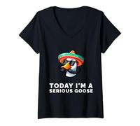 Femme Today I’m A Serious Goose Funny Meme Bird Humor Sarcasm T-Shirt avec Col en V