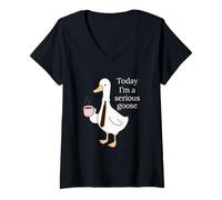 Femme Today I'm A Serious Goose Funny Goose Lovers Men Women T-Shirt avec Col en V