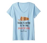 Femme Today is Going to Be My Peaceful Day | Walk for Peace T-Shirt avec Col en V