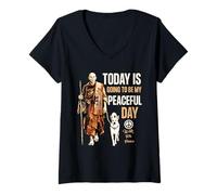 Femme Today is Going to Be My Peaceful Day | Walk for Peace T-Shirt avec Col en V