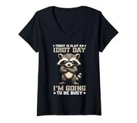 Femme Today Is Slap An Idiot Day I'm Going To Be Busy T-Shirt avec Col en V