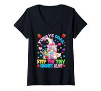 Femme Todays Goal Keep The Tiny Gnomies Alive for Unicorn Teacher T-Shirt avec Col en V
