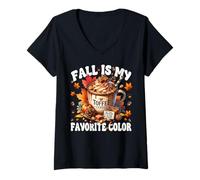 Femme Toffee Coffee Mug for Autumn Women Fall is My Favorite Color T-Shirt avec Col en V