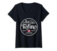 Femme Tofino Canada Phare côtier Voyage Design T-Shirt avec Col en V