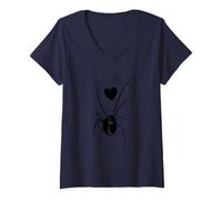 Femme Toile d'amour araignée avec Veuve Noire et Toile d'araignée Style Toile d'araignée T-Shirt avec Col en V