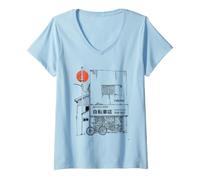 Femme Tokyo Bicycle Shop Vélo de Course Cycliste T-Shirt avec Col en V