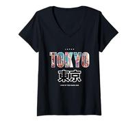 Femme Tokyo Grande Ville Japonaise au Japon Cool Street Art Design T-Shirt avec Col en V
