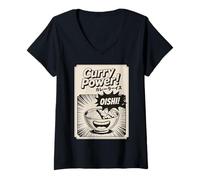 Femme Tokyo Japan Curry Love Logo Fast Food Treat Friends Classic T-Shirt avec Col en V