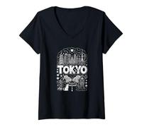 Femme Tokyo Japan Skyline Souvenir Japonais pour Voyageurs T-Shirt avec Col en V