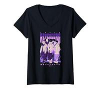 Femme Tokyo Revengers Character Group Purple Flames Anime T-Shirt avec Col en V