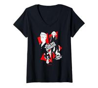 Femme Tokyo Revengers Framed Character Collage Anime T-Shirt avec Col en V