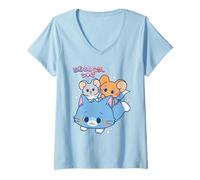 Femme Tom and Jerry Gokko Kitty Ride T-Shirt avec Col en V