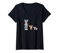 Femme Tom and Jerry Ice Cream Secret T-Shirt avec Col en V