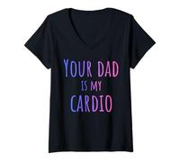 Femme Ton père est drôle pour Mon Cardio T-Shirt avec Col en V