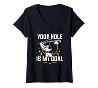 Femme Ton Trou est Mon Objectif T-Shirt avec Col en V