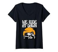 Femme Tondeuse à Gazon Aménagement paysager Tondeuse à Gazon We Ride at Dawn T-Shirt avec Col en V