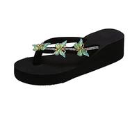 Femme Tongs Mode Sandales de Plage Confortables pour l’Été Sandales Compensées Femme Eté Femme Fille Elegance Tongues Femme Séparateur d'orteils Souples Femme Vintage Sandale Femme (Green, 40)