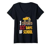 Femme Tonka I Crushed 100 Days of School Classic Mighty Dump Truck T-Shirt avec Col en V
