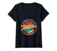 Femme Tonton l'homme Le Mythe La Légende Idée Cadeau Humour Oncle T-Shirt avec Col en V