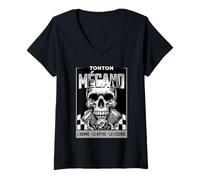 Femme Tonton Mécano Garage Cadeau Mécanicien Humour Mécanique T-Shirt avec Col en V