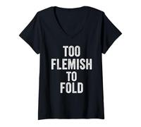 Femme Too Flamand Too Fold Fière Belgique Flandre Identité T-Shirt avec Col en V
