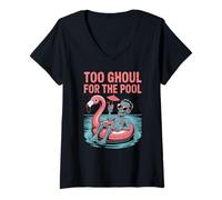 Femme Too Ghoul for The Pool, Un Mashup d'été drôle et Effrayant pour Halloween T-Shirt avec Col en V